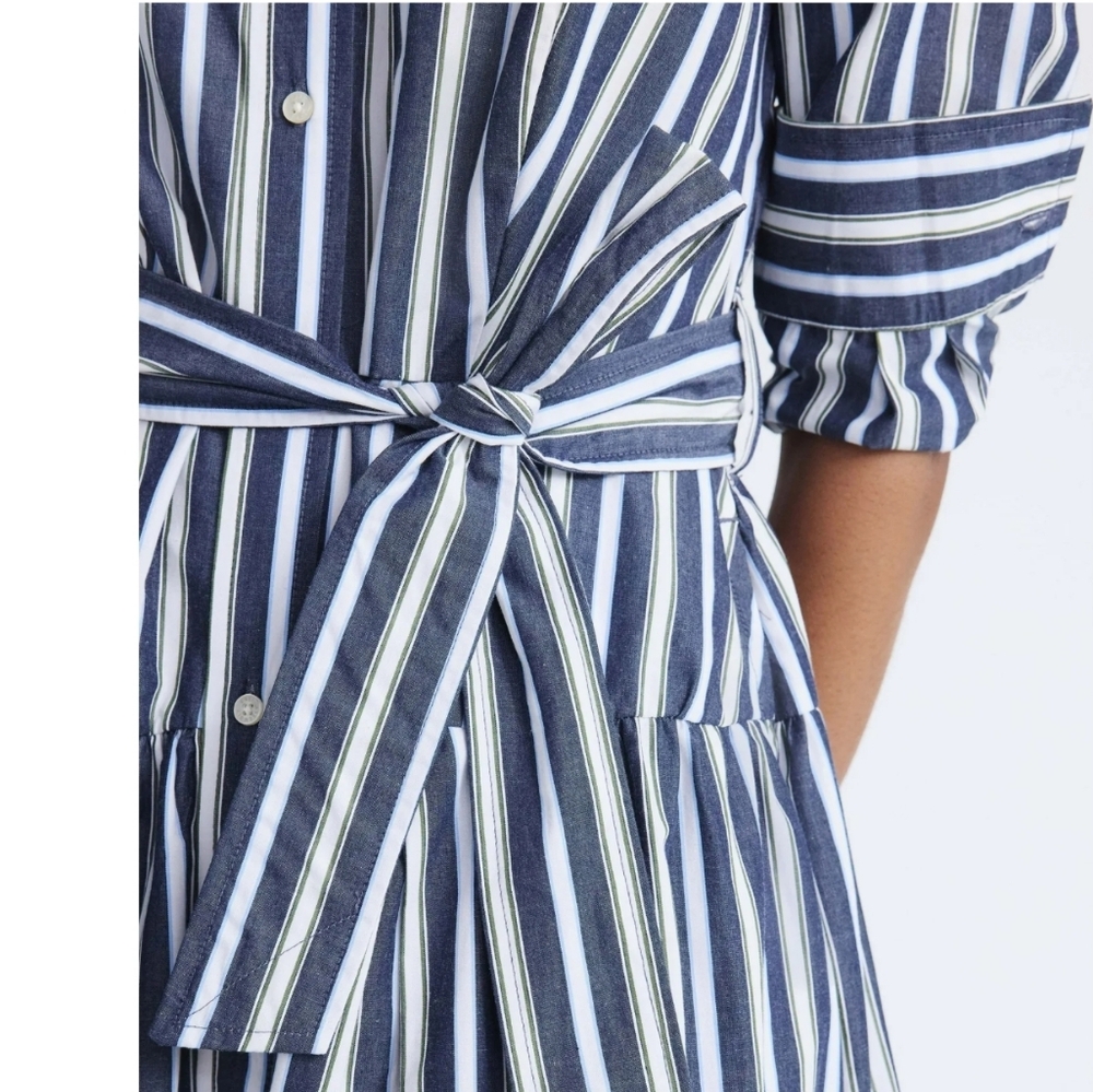 Free Assembly Women's and Women’s Plus Belted Cotton Maxi Shirtdress - Picture 5 of 7